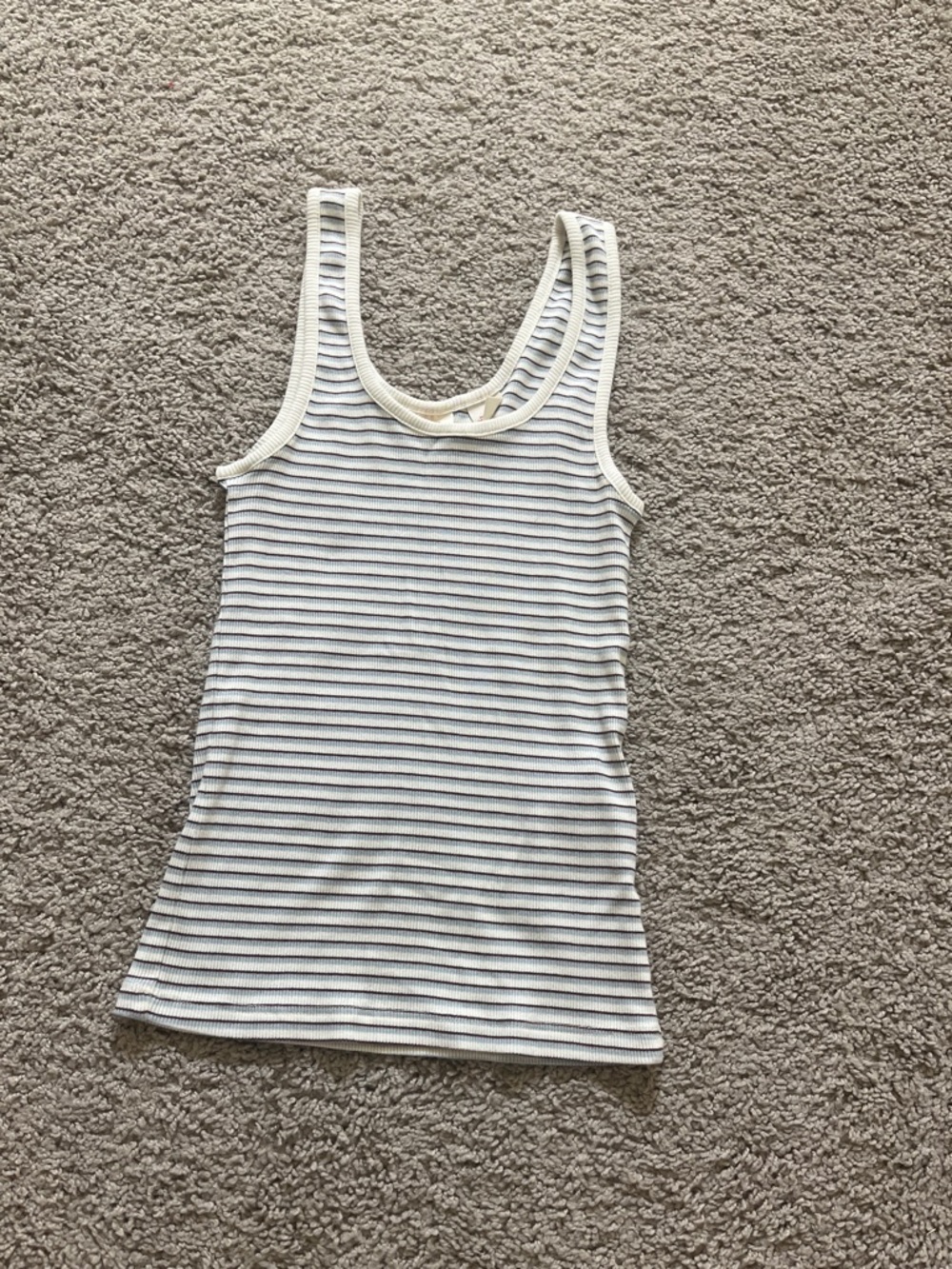 Levi's Cream and Blue Striped Ribbed Tank